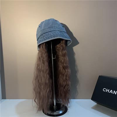 China Linen yarn wig hat collection taco net red invisible soft removable wig fisherman Korean elegant fisherman hat for sale