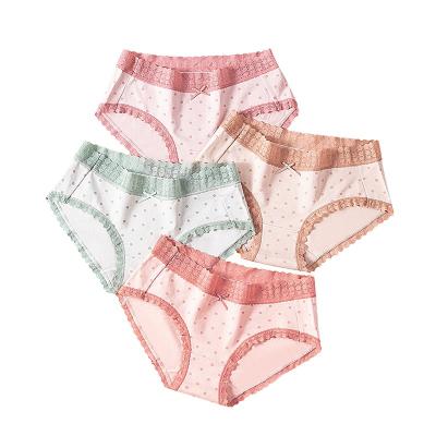 China Pot Point Sustainable Bow Briefs Organic Cotton Woman Panties Boxed 4 Pieces Lace Youth Girl for sale