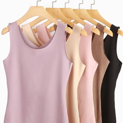 China Plus Size Silk Velvet Thermal Vest Double Plus Size Thickened Seamless Female Camisole for sale