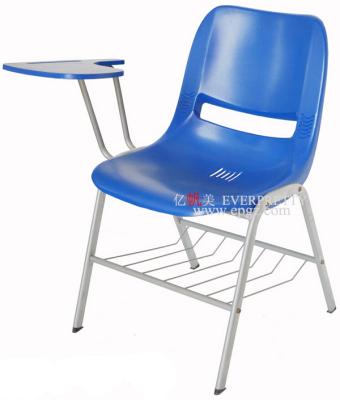 China Hot Selling Modern School Furniture Plastic And Metal Flame Sketching Chair With Wooden Notepad And Net Drawer For Students for sale