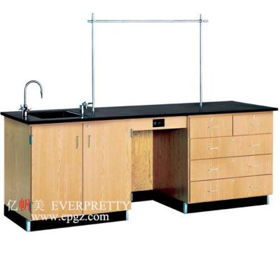 China New Design Durable Lab Furniture Heavy Duty Wooden Side Sink Lab Workbench For Lab Equipment for sale