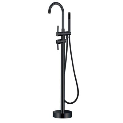 China With Floor Mounted Mixing Shower Faucets Matte Black Standing Handheld Shower Faucet Slide Bar JDOOR for sale