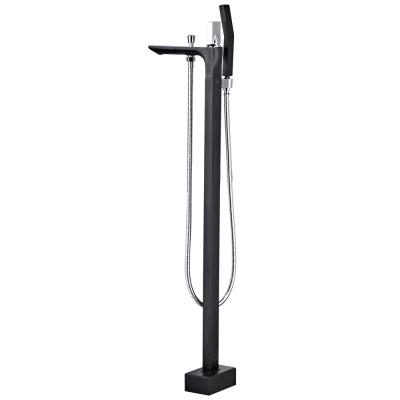 China With Slide Bar JDOOR Floor Mount Tub Faucet Matte Black Standing High Flow Freestanding Shower Faucets With Hand Held Shower Mixer for sale