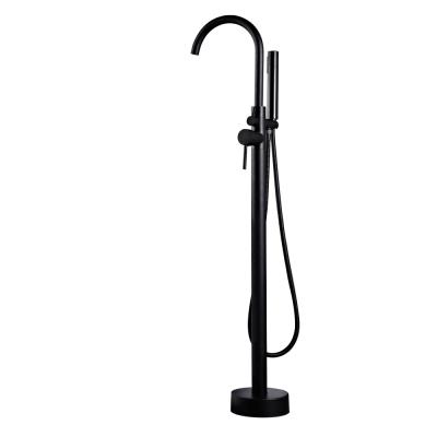 China With Slide Bar JDOOR Floor Mount Tub Filler Tub Filler Matte Black Standing High Flow Shower Faucets With Handheld Shower Mix for sale