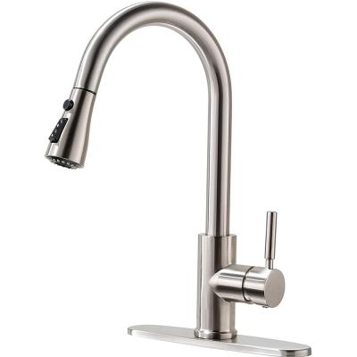 China Pull Out Spray JDOOR Stainless Steel Pull Down Kitchen Faucet 2 Function Single Hole Single Handle Kitchen Sink Water Faucet 360 Degree Swivel for sale