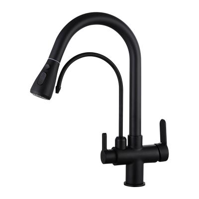 China Electric Kitchen Faucets Three Pull-Down In The Basin Kitchen Vegetable Faucet One Tap Hot And Cold Pure Water Faucet Household for sale