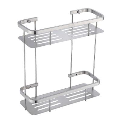 China 304 Stainless Steel Double Layer Corner Rack Bathroom Shower Rack Romantic Design Square Toilet for sale