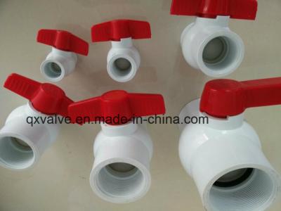 China Water Valve Connection Form Glue Red Handle UPVC PVC Compact Ball Valve with ABS Handle for sale