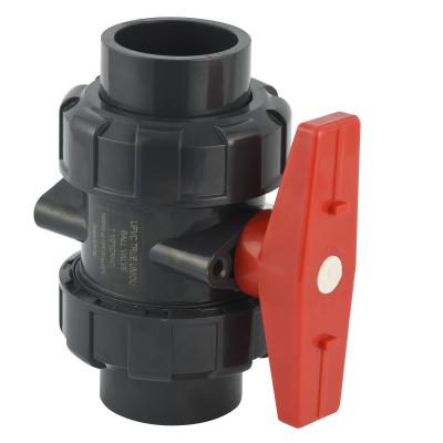 China ABS Body Special Handle Control Valve 2 PCS PVC True Union Ball Valve Low Temperature for sale