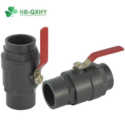 China 1 1/2 Inch PVC/Plastic Ball Valve Straight Through Type Channel Two Parts Type Design for sale