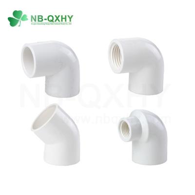 China Industrie PVC-pijp Fitting 90 graden Elbow Reducing Mannelijke Vrouwelijke Elbow Ronde Kop Code Te koop