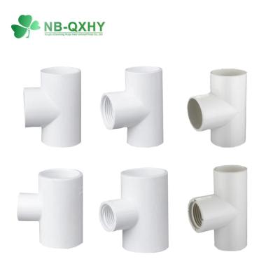 China Blue PVC Pipe Fitting Tee Sch40 Equal Tee Reducing Tee Female Tee for Glue Connection for sale