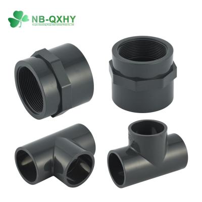 China Thread Connection Grey Plastic Pipe Fitting for 20mm to 400mm DIN Standard UPVC Pipes for sale