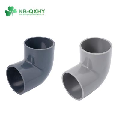 China CE Approved Grey PVC 90 45 Degree Plastic Pipe Fittings Pn16 Industrial Tee UPVC Elbow for sale