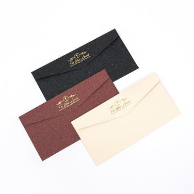 China Hot Selling Business Envelope Color Deeply Like Paper Envelopes With Gold Stamping For Business Invitation Card for sale