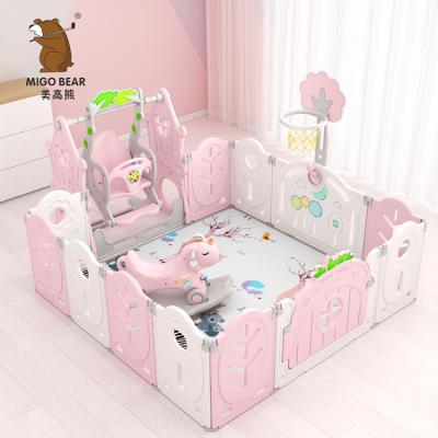 China Indoor Babies and Children Living Room Plastic Home Safe Playground Foldable Plastic Baby Playpen for sale