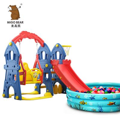 China Foldable Kids Slide Toys Sets Playground Indoor Home Baby Slide Kid Plastic Swing Set For Children for sale