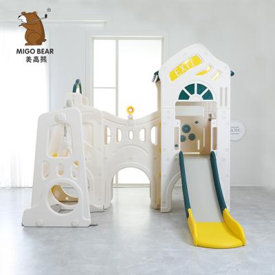 China Large Castle Theme Kindergarten Eco-Friendly Kids Slide Swing Playhouse Outdoor Kids Plastic Playhouse for sale