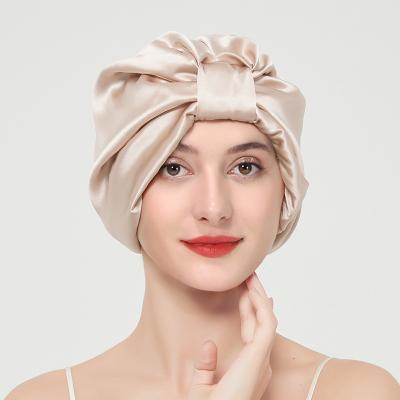 China Hot Selling Elegant Women's Pure Silk Satin Sleep Cap Hood Hair Wrap Barred For Long Hair Care for sale