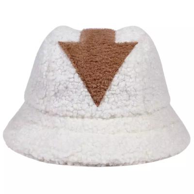 China Appa Bucket Lamb Wool Hat COMMON Winter Faux Fur Arrow Warm Peach Symbol Printed Bucket Hat Men Women Flat Top Hats for sale