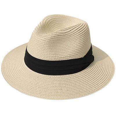 China 2021 Summer Hot Fashion Women Foldable Foldable Panama Straw Hat Wide Brim Roll Up Beach Sun Hats for sale