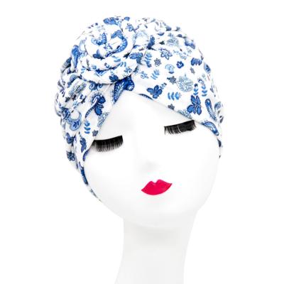 China Multifunctional Wholesale Bohemian Head Scarf Fashion Ladies Printing Muslim Turban Hat For Female for sale