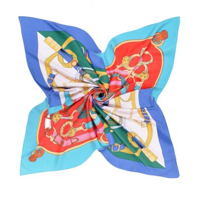 China With chain print fashion style wholesale design women travel chain silk print scarf soft silk scarf 100x100cm for sale