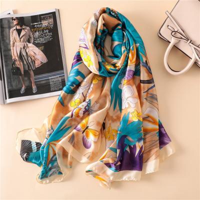 China With flower print 2020 fashion style women's flower the new long travel silk sunscreen scarf ladies printed silk shawl for sale