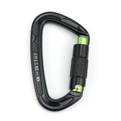 China Self-locking 24KN Carabiner Climbing Equipment for Hammocks, Camping, Hiking, Fall Protection Swing, Locking for sale