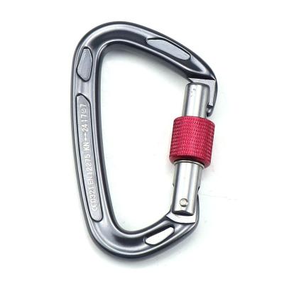 China Safety Devices 7075 Aluminum 24KN Manual Locking Carabiner Climbing for sale