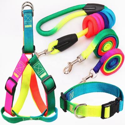 China Thoughtful Dog Collar Harness And Leash Set 5ft Strong Dog Leash With Classic Adjustable Puppy Collar for sale