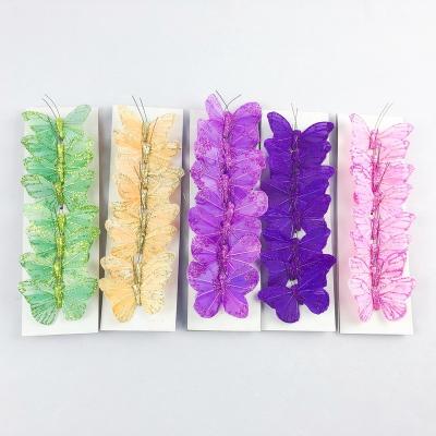 China FOAM Mixed Colors Artificial Feather Butterflies For Wedding Garden Decoration for sale