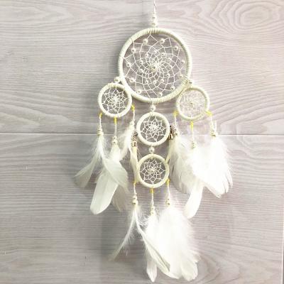 China Traditional white handmade feather dream catcher|Moon dream catcher for home decoration for sale