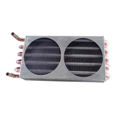 China Heater Parts Small Air Cooled Condenser Evaporator Heat Exchanger With Two Fans for sale