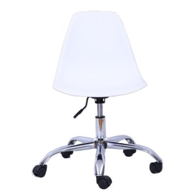 China Height Adjustable Luxury Wheels White Plastic Rotating Office Chairs for sale