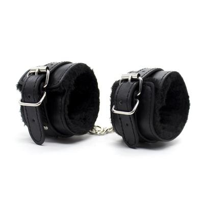 China Adjustable Adjustable Handcuffs Ankle Chain Shackles Wrist Restraint Bracelet PU Leather Bondage Cuffs for sale