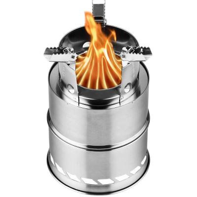 China Outdoor Camping Cooking Amazon Hot Selling Stainless Steel Wood Stove Portable Folding Picnic Camping Firewood Wild Stove for sale