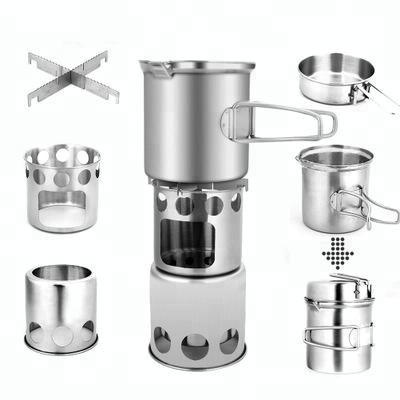 China Wholesale Outdoor Survival Stainless Steel Camping Stove Cookware Sets For Hiker for sale