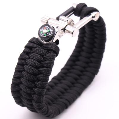 China Nylon Cords ParaCord Paracord Paracord 550 Survival Wristband Shackler Outdoor Rise Buckle With Compass for sale