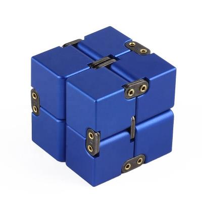 China DIY TOY Premium Metal Infinity Cube Toy Aluminum Deformation Magical Infinite Cube Wiggle Person Toys Stress Reliever for EDC Worry for sale