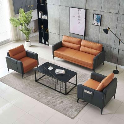 China Simple Design Executive Office Sofa Commercial Waiting Area Leather Comfortable Office Sofa Set Furniture for sale