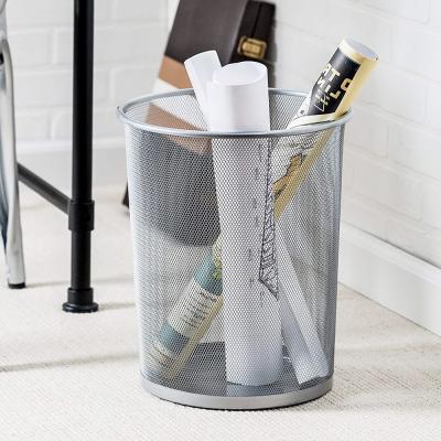 China Sustainable Desktop Can Iron Mesh Waste Bin Wastebasket Non-Slip Paper Net Basket for sale