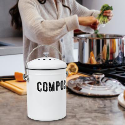 China 2021 Viable Metal Kitchen Waste Bucket Container Bucket Steel Compost Bin For Kitchen for sale