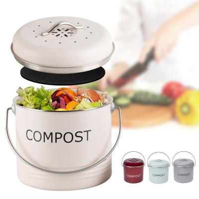 China Viable Metal Kitchen Waste Bucket Container Steel Bucket Compost Bin For Kitchen for sale