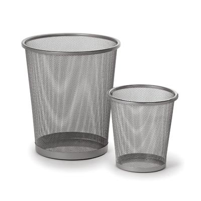 China Viable Round Black Metal Metal Wire Mesh Waste Bin Decorative Household Waste Paper Waste Bin for sale