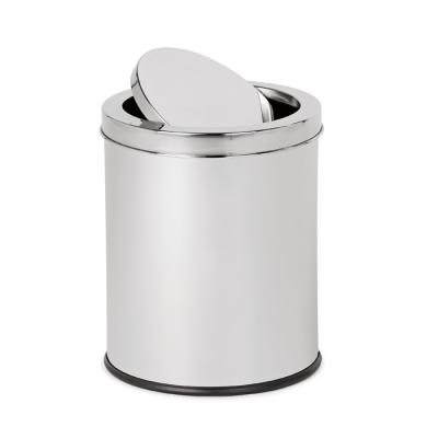 China Home Office Stainless Steel Swing Top Sustainable Mini Table Waste Bin Modern Design Mini Dust Bin for sale