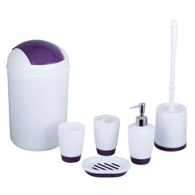 China Plastic Set Of 6 Piece Sustainable Cheap Bathroom Products Lotion Dispenser Bathroom Accessories for sale