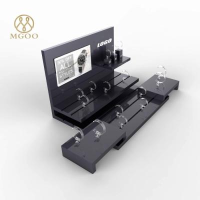 China MDF Acrylic Watch Display Stand Durable / High Gloss Custom High Gloss Countertop With LCD Screen for sale