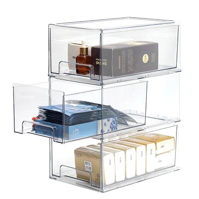 China High Capacity Viable Clear Stackable Sundries Crate Storage Box Organizer Storage Box With Drawer for sale