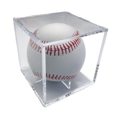 China Clear Square Durable/High Glossy/Waterproof UV Protected Acrylic Baseball Cube Ball Holder Display Case for sale